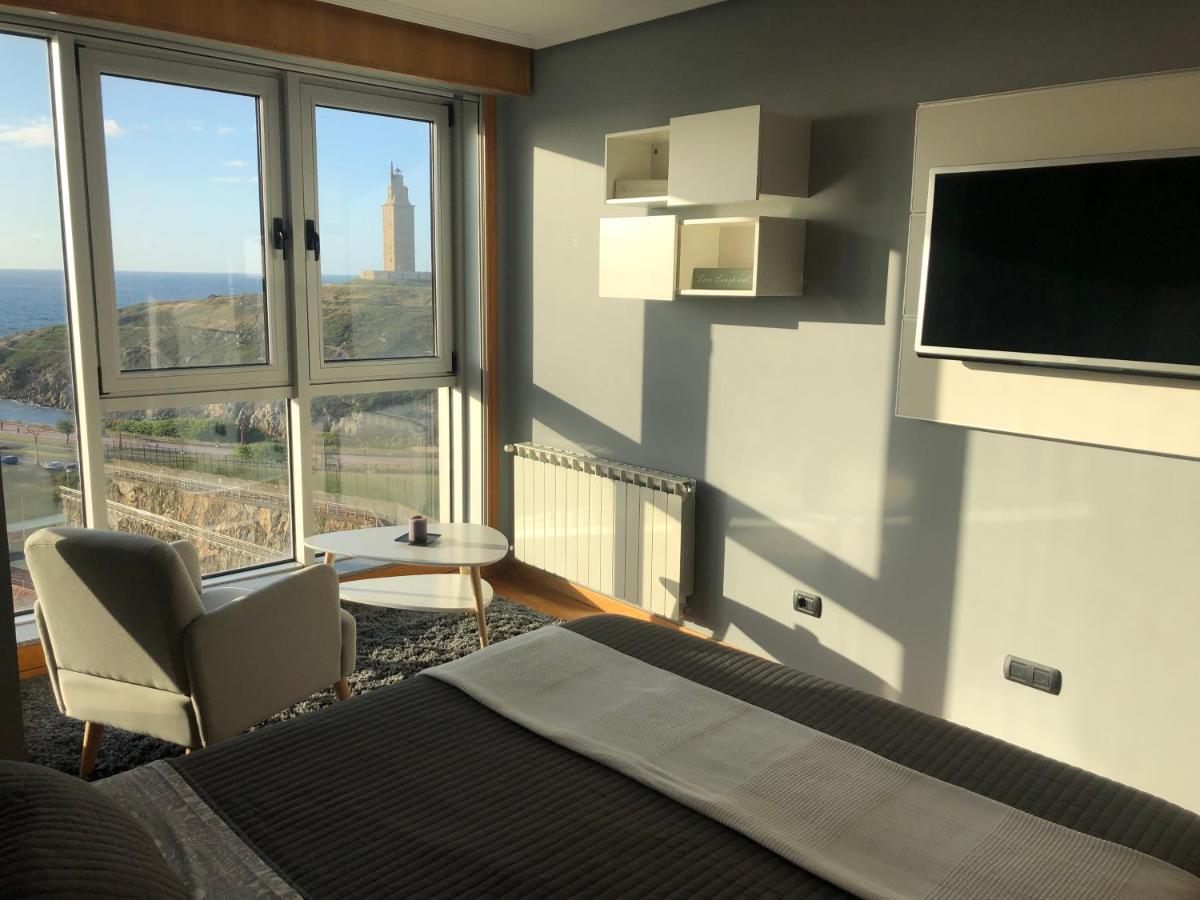 Parking, Vistas Al Mar Y Tres Habitaciones A Coruna Bagian luar foto