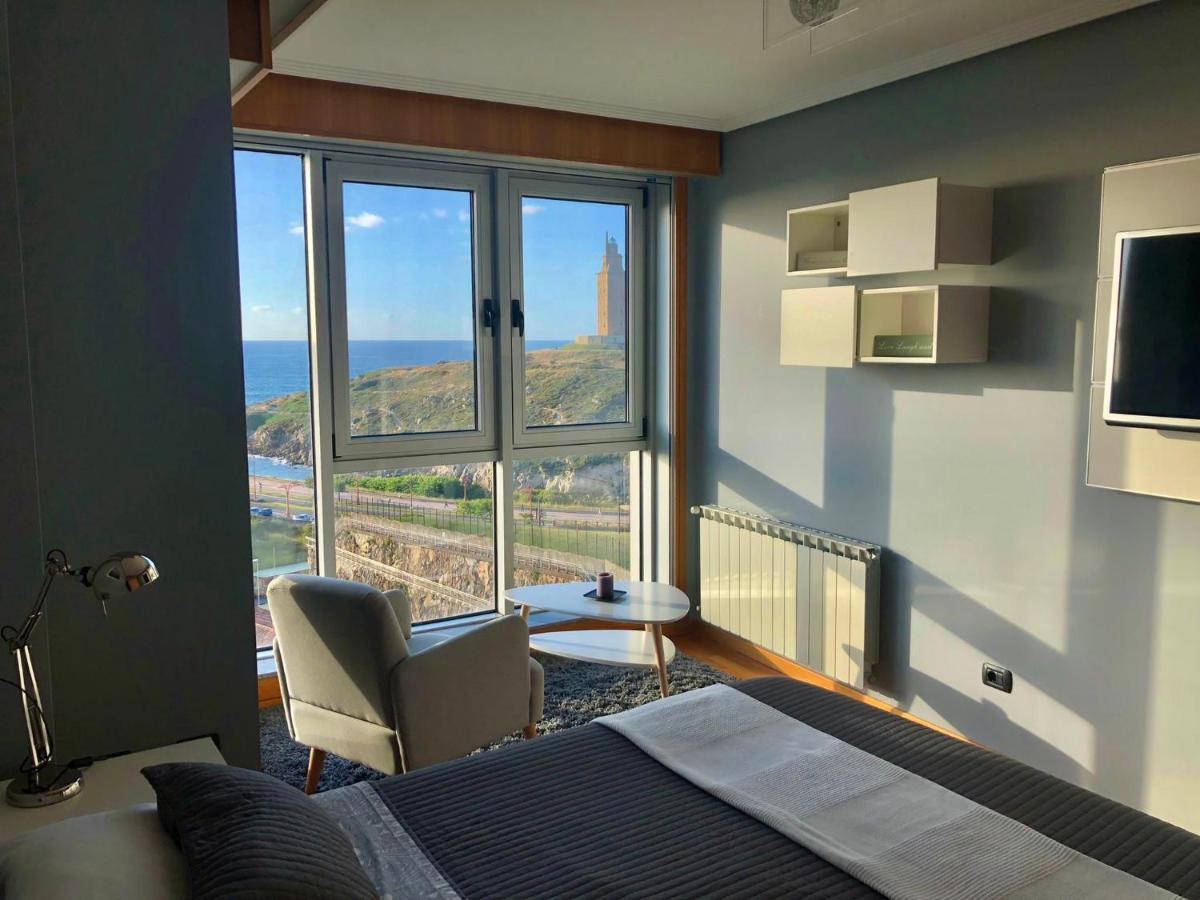 Parking, Vistas Al Mar Y Tres Habitaciones A Coruna Bagian luar foto