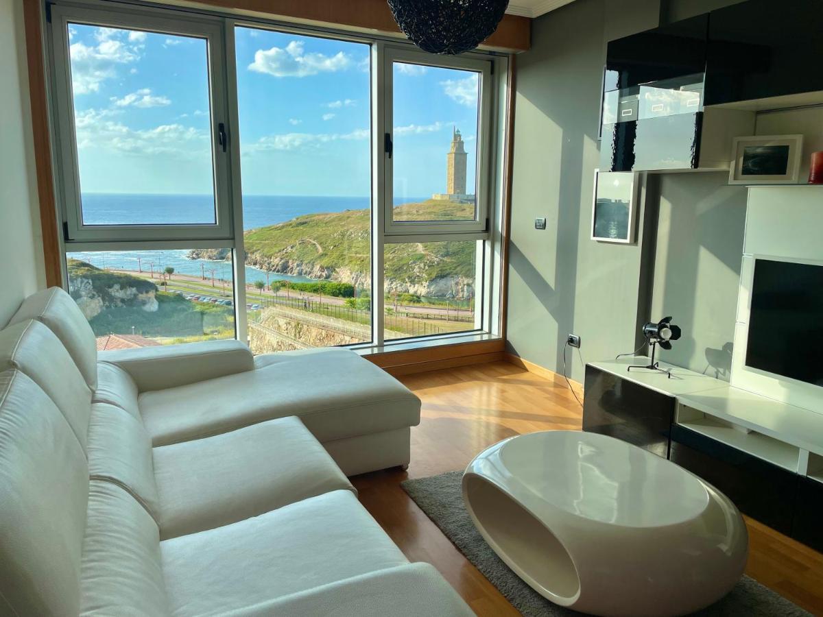 Parking, Vistas Al Mar Y Tres Habitaciones A Coruna Bagian luar foto