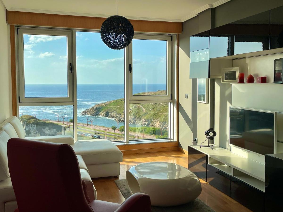 Parking, Vistas Al Mar Y Tres Habitaciones A Coruna Bagian luar foto